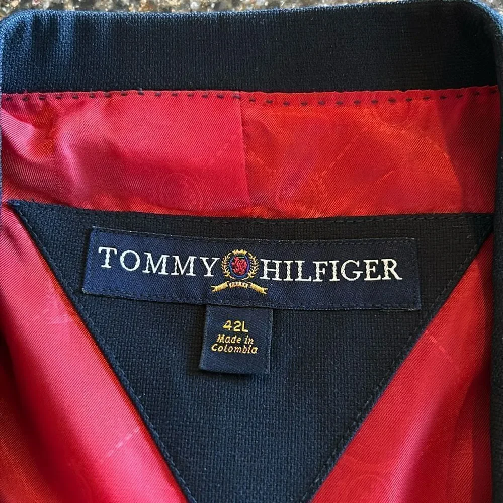 Tommy Hilfiger Mens Navy Blue Center Vent 2 Button Blazer